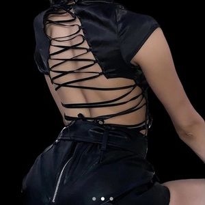 SATIN LACE UP BABY TEE